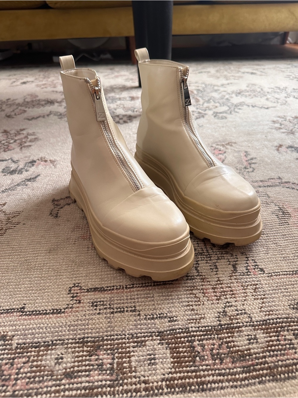 Zara Cream Camper platform boot